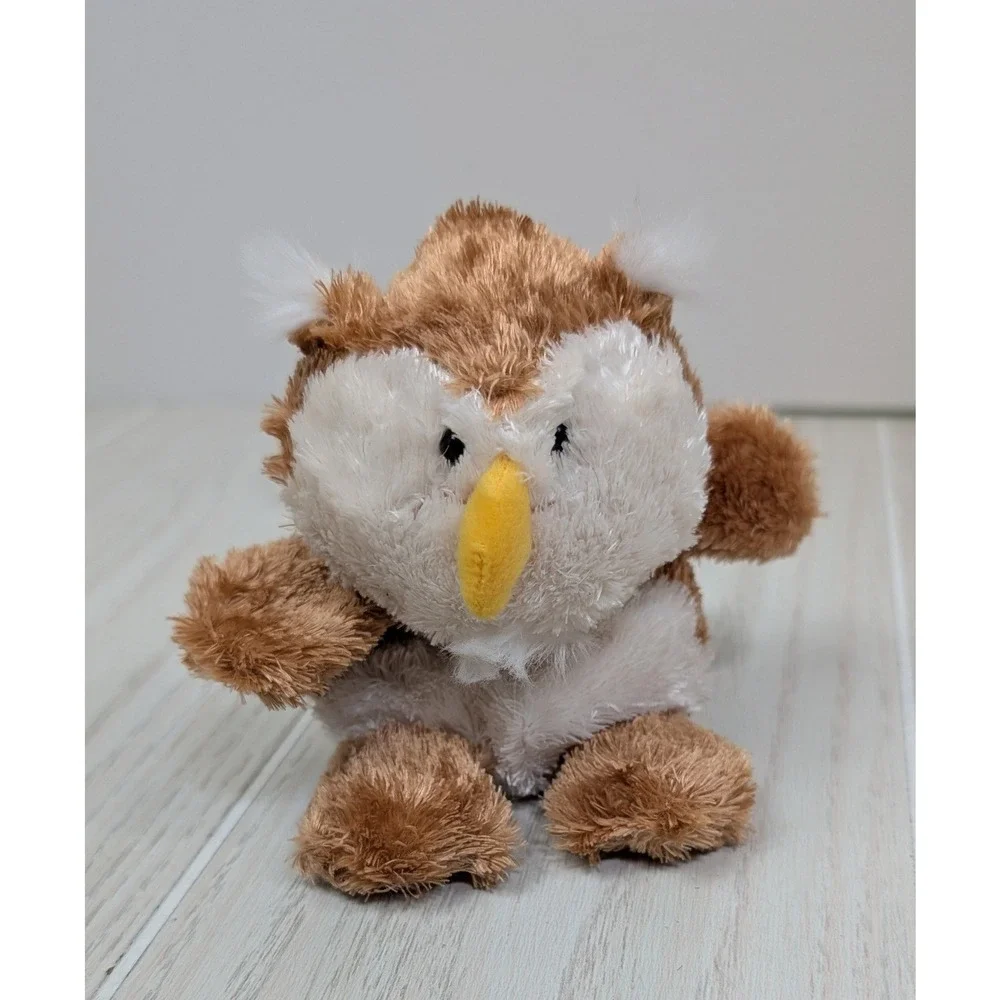 Russ Luvvies Geoff Owl Plush small Brown White Stuffed Animal Bird beanbag